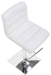 Lamboro Luscious Breakfast Bar Stool, Chrome Footrest, Height Adjustable Swivel Gas Lift, Home Bar & Kitchen Faux-Leather Barstool, White - thumbnail 6