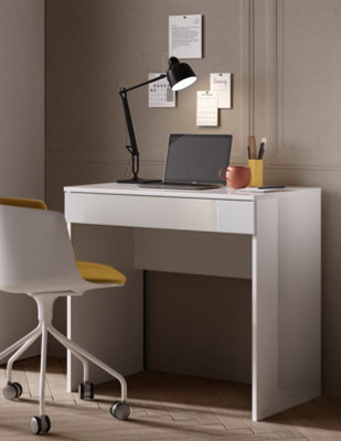 FurniComp LTD Furnicomp Kompact Small White Gloss Home Office Desk/dressing Table - image 1