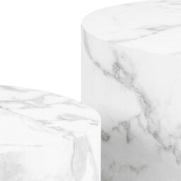 Wyld Haus Lille Set Of 2 White Marble-Effect Round Coffee Tables - thumbnail 4