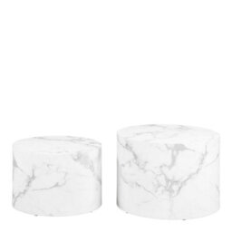 Wyld Haus Lille Set Of 2 White Marble-Effect Round Coffee Tables - thumbnail 3