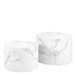 Wyld Haus Lille Set Of 2 White Marble-Effect Round Coffee Tables - thumbnail 2