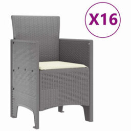 Berkfield Garden Dining Set 17 Pcs Light Grey Polt Rattan - thumbnail 5