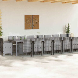 Berkfield Garden Dining Set 17 Pcs Light Grey Polt Rattan - thumbnail 3
