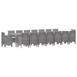 Berkfield Garden Dining Set 17 Pcs Light Grey Polt Rattan - thumbnail 2