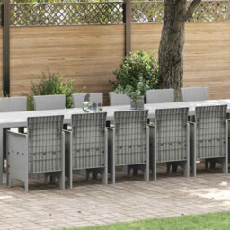Berkfield Garden Dining Set 17 Pcs Light Grey Polt Rattan - thumbnail 1