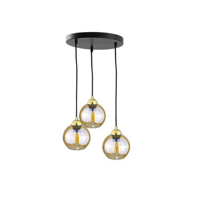 Luminosa Lighting Luminosa Ambre Cluster Pendant Ceiling Light Gold, 30Cm, 3X E27