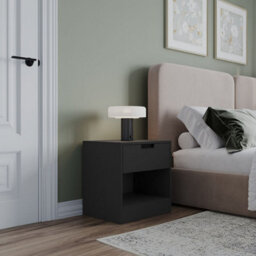 Urbn-Living Urbnliving 47Cm Height Drawer Bedside Black Table Nightstand Shelf Cabinet Storage Unit Bedroom Furniture Set Of 2 - thumbnail 2