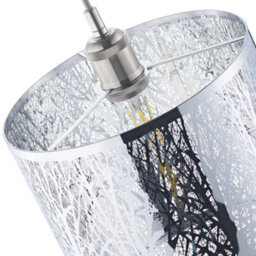 Happy Homewares Unique And Beautiful Polished Chrome Metal Forest Design Ceiling Pendant Shade - thumbnail 5