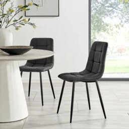 Bravich Zurich Faux Leather Embossed Dining Chair - Black - thumbnail 3