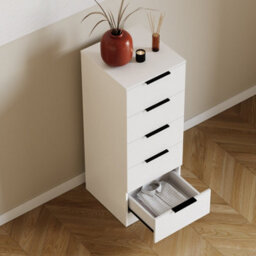 Lassic Vida Designs Trega 5-Drawer Narrow Chest In Black Compact Storage Solution For Small Rooms & Nurseries, 900(H) X 345(W) X 360(D) - thumbnail 8