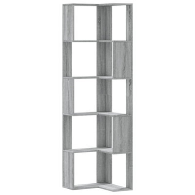 Berkfield Elegant Corner Bookcase 5-Tier Grey Sonoma 50X50X179 Cm Engineered Wood