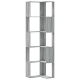 Berkfield Elegant Corner Bookcase 5-Tier Grey Sonoma 50X50X179 Cm Engineered Wood