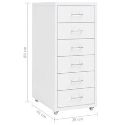 Vidaxl Mobile File Cabinet White 28X41X69 Cm Metal - thumbnail 8