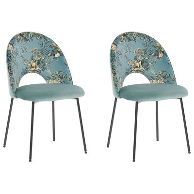 Beliani Set Of 2 Dining Chairs Covelo Velvet Mint Green - image 1