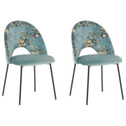 Beliani Set Of 2 Dining Chairs Covelo Velvet Mint Green