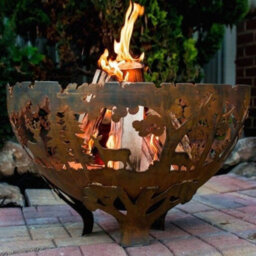Fallen Fruits Oxidised Rust Effect Woodland Fire Pit Basket Bowl Cast Iron - thumbnail 1
