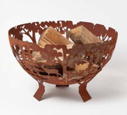 Fallen Fruits Oxidised Rust Effect Woodland Fire Pit Basket Bowl Cast Iron - thumbnail 2