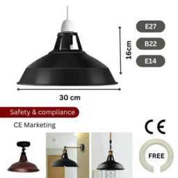 Blue 30Cm Ceiling Pendant Light Shade Hanging Replacement Metal Cone Lampshade For Bedside, Living Room Area - thumbnail 3