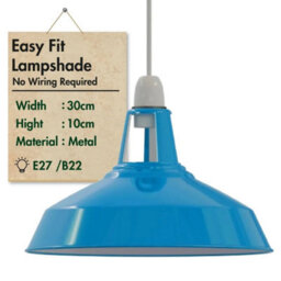 Blue 30Cm Ceiling Pendant Light Shade Hanging Replacement Metal Cone Lampshade For Bedside, Living Room Area