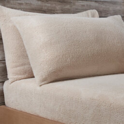 Smart Living Teddy Fleece Warm & Cosy Housewife Pillowcase Pair - Natural
