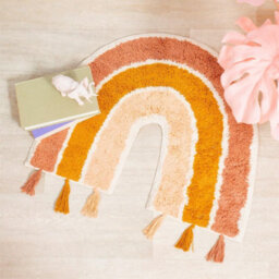 Sass & Belle Rainbow Tassel Children's Shaggy Rug Floor Mat, Coral - 50 X 60Cm - thumbnail 3