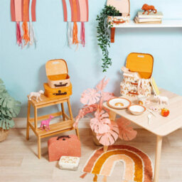 Sass & Belle Rainbow Tassel Children's Shaggy Rug Floor Mat, Coral - 50 X 60Cm - thumbnail 5