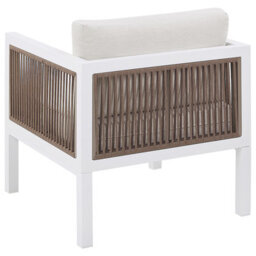 Wyld And Coco 5-Seater L-Shaped Outdoor Sofa Set - White Cushions, Brown Aluminium Frame, Tempered Glass Coffee Table - thumbnail 7