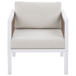 Wyld And Coco 5-Seater L-Shaped Outdoor Sofa Set - White Cushions, Brown Aluminium Frame, Tempered Glass Coffee Table - thumbnail 6