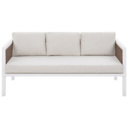 Wyld And Coco 5-Seater L-Shaped Outdoor Sofa Set - White Cushions, Brown Aluminium Frame, Tempered Glass Coffee Table - thumbnail 1