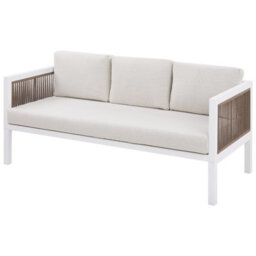 Wyld And Coco 5-Seater L-Shaped Outdoor Sofa Set - White Cushions, Brown Aluminium Frame, Tempered Glass Coffee Table - thumbnail 8