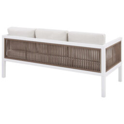 Wyld And Coco 5-Seater L-Shaped Outdoor Sofa Set - White Cushions, Brown Aluminium Frame, Tempered Glass Coffee Table - thumbnail 9