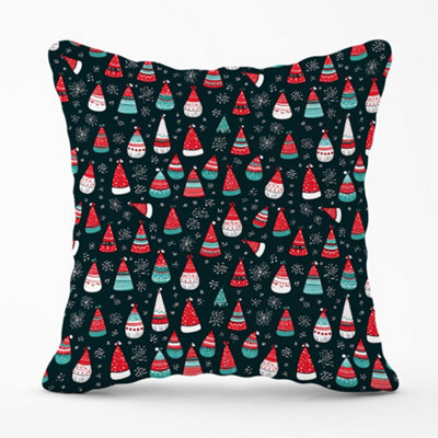 Warren Reed Designer Hand Drawn Cheerful Santa Hats Cushions 45Cm X 45Cm