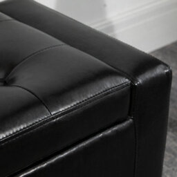 Wyld Haus Sabata Faux Leather Black Storage Ottoman Bench With Lift-Up Diamond Tufted Lid, 92Cm - thumbnail 8