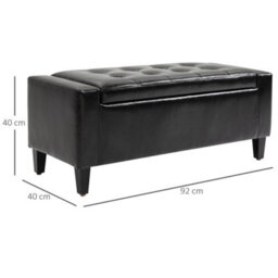 Wyld Haus Sabata Faux Leather Black Storage Ottoman Bench With Lift-Up Diamond Tufted Lid, 92Cm - thumbnail 4