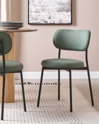 Beliani Set Of 2 Dining Chairs Casey Fabric Dark Green - thumbnail 2