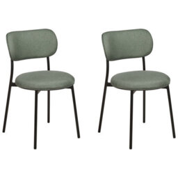 Beliani Set Of 2 Dining Chairs Casey Fabric Dark Green