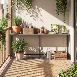 Console Table W/charging Station Behind Sofa Couch Table 200 X 15 X 80 Cm Grey - thumbnail 6