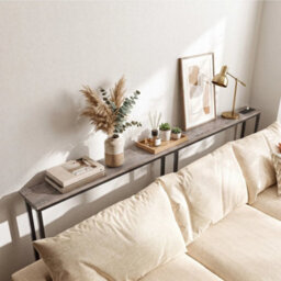 Console Table W/charging Station Behind Sofa Couch Table 200 X 15 X 80 Cm Grey - thumbnail 3