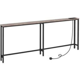 Console Table W/charging Station Behind Sofa Couch Table 200 X 15 X 80 Cm Grey - thumbnail 1