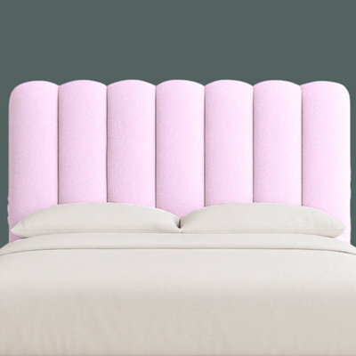 "Urban Textures - Elara Luxury 26"" High Boucle Fabric Upholstered Cloud Bed Headboard - Pink" - image 1