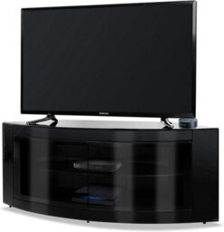 "Homeology Pangea Gloss Black Curved Tru-Corner Beam-Thru Doors Up To 50"" Tv Cabinet" - thumbnail 3
