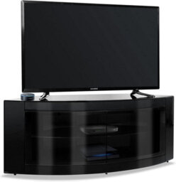 "Homeology Pangea Gloss Black Curved Tru-Corner Beam-Thru Doors Up To 50"" Tv Cabinet" - thumbnail 5