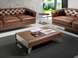 Angel Cerda Stylish Rectangular Coffee Table In Walnut And Chrome Steel - thumbnail 2