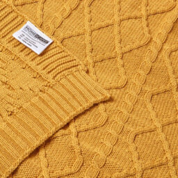 Homescapes Mustard Diamond Cable Knit Cotton Throw, 150 X 200 Cm - thumbnail 6