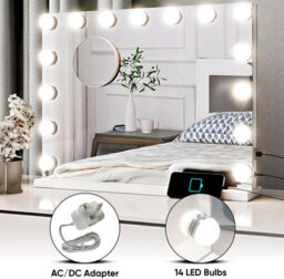 Belofay 50 X 42 Cm Hollywood Vanity Mirror With Lights, Dimmable Led, Touch Control, Tabletop Or Wall Mounted - thumbnail 6