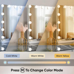 Belofay 50 X 42 Cm Hollywood Vanity Mirror With Lights, Dimmable Led, Touch Control, Tabletop Or Wall Mounted - thumbnail 7