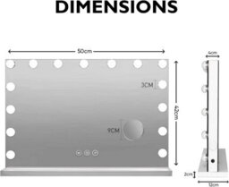 Belofay 50 X 42 Cm Hollywood Vanity Mirror With Lights, Dimmable Led, Touch Control, Tabletop Or Wall Mounted - thumbnail 2