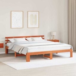 Berkfield Modern Pine Wood Bed Frame Wax Brown Solid Wood 180 X 200 Cm - thumbnail 2