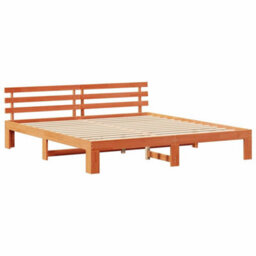 Berkfield Modern Pine Wood Bed Frame Wax Brown Solid Wood 180 X 200 Cm - thumbnail 1