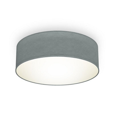 B.k.licht Bulb Socket E27 Grey Fabric Shade Ceiling Lamp (Dia)30Cm - image 1